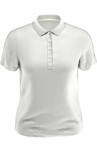 Load image into Gallery viewer, Women's Short Sleeve Tech Polo with the Belleair Croquet Club logo
