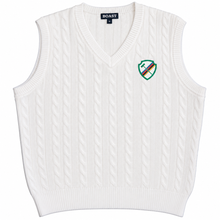 Load image into Gallery viewer, Green Grass Cotton Cable Vest with the New York Croquet Club logo
