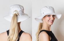 Load image into Gallery viewer, Ponytail Bucket Hat with Westhampton Mallet logo
